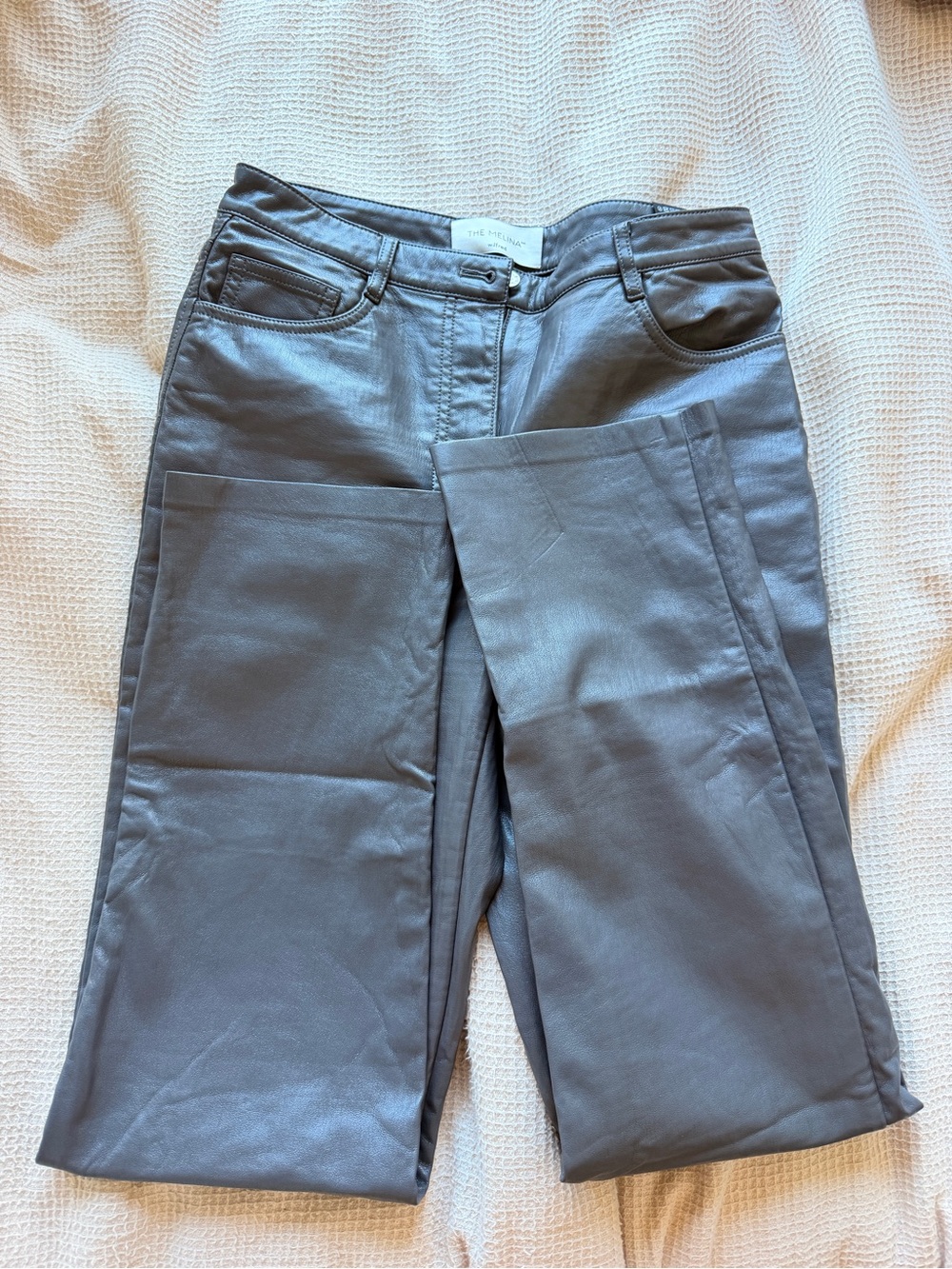 Wilfred Straight Leg Faux Leather Jeans in Gray